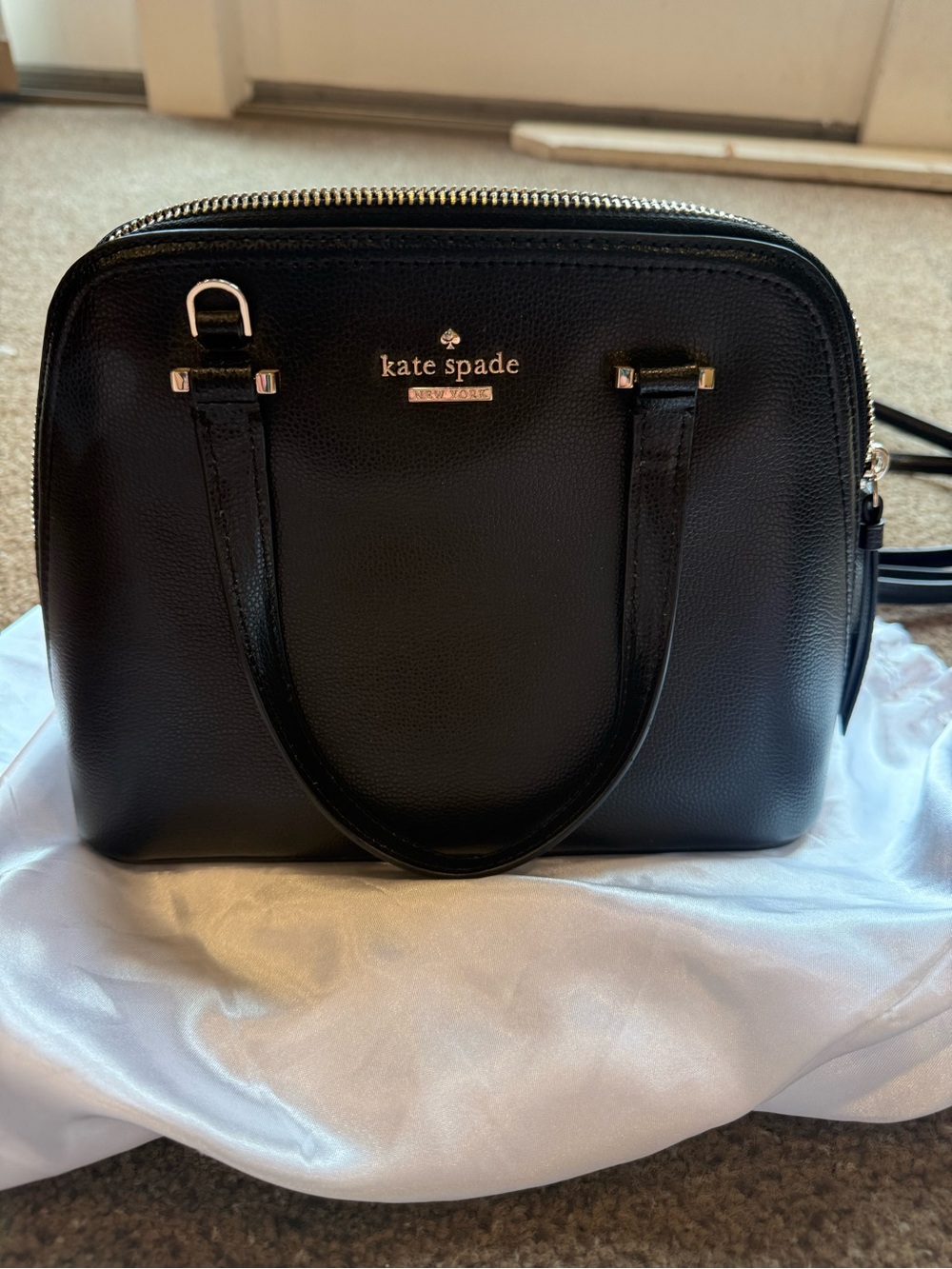 kate spade Black Pebbled Leather Dome Satchel